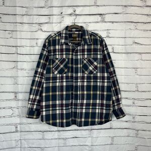 C.E. Schmidt Workwear Plaid Button Down Shirt Red Blue Heavy Duty Durable Large